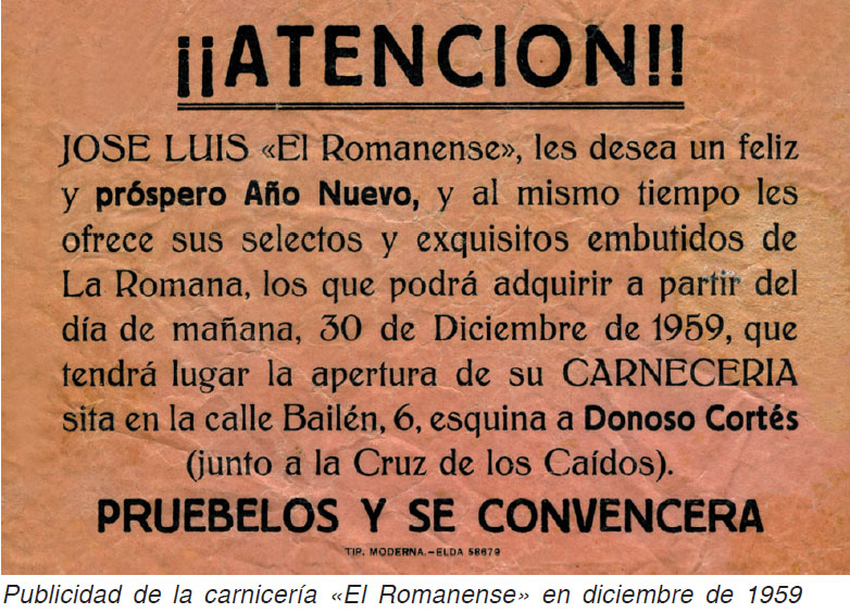 Anuncio de carnicerías Gombao en 1959