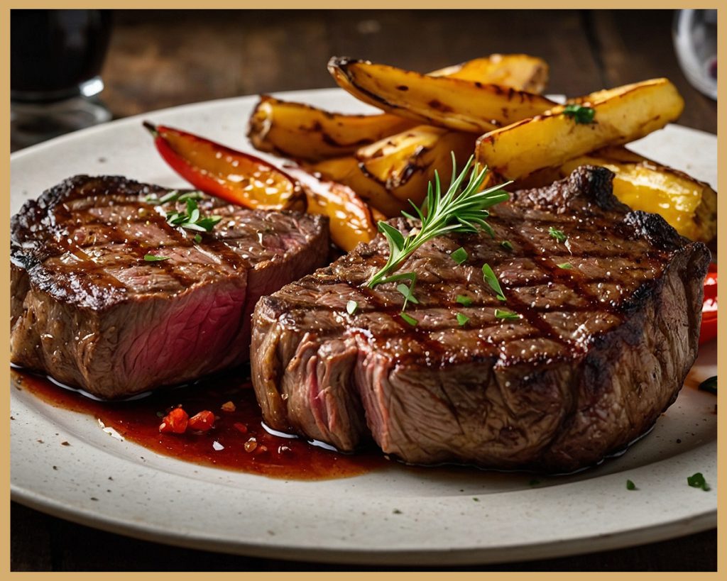 chuleton a la piedra con patatas en freidora de aire